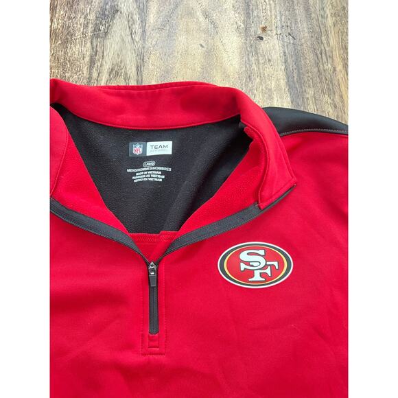 NFL Men Red San Francisco 49ers Team Apparel Quarter Zip Pullover Jacket Size L - Picture 4 of 5